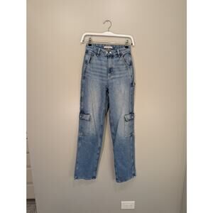 PacSun 90's Boyfriend Carpenter Jeans Cargo Pockets Retro Style - Size 24